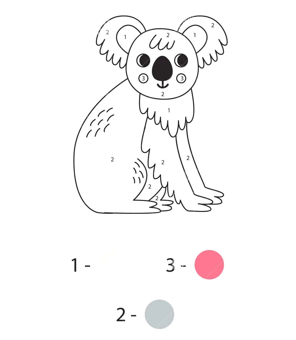 Free Printable Koala Color By Number