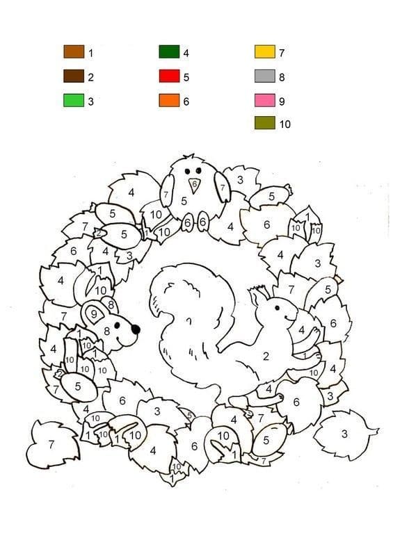 Free Printable Squirrel Color By Number