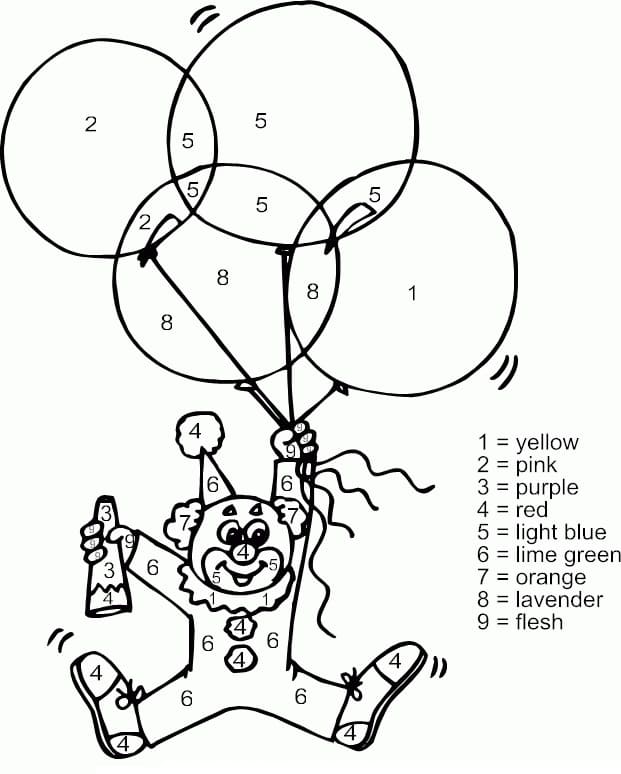 Fun Clown Color By Number