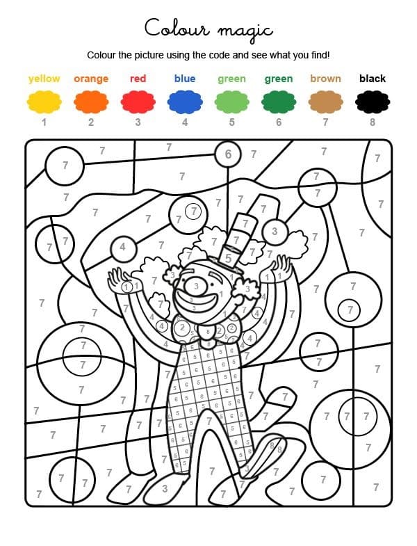 Happy Clown Color By Number