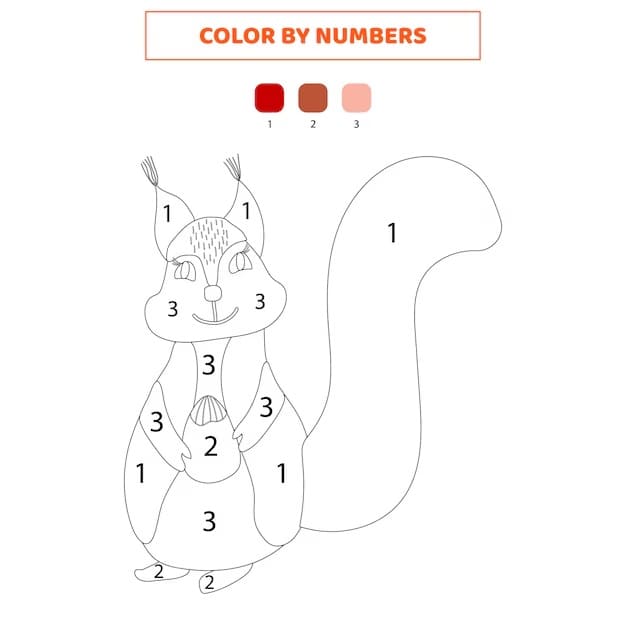 Lovely Squirrel Color By Number