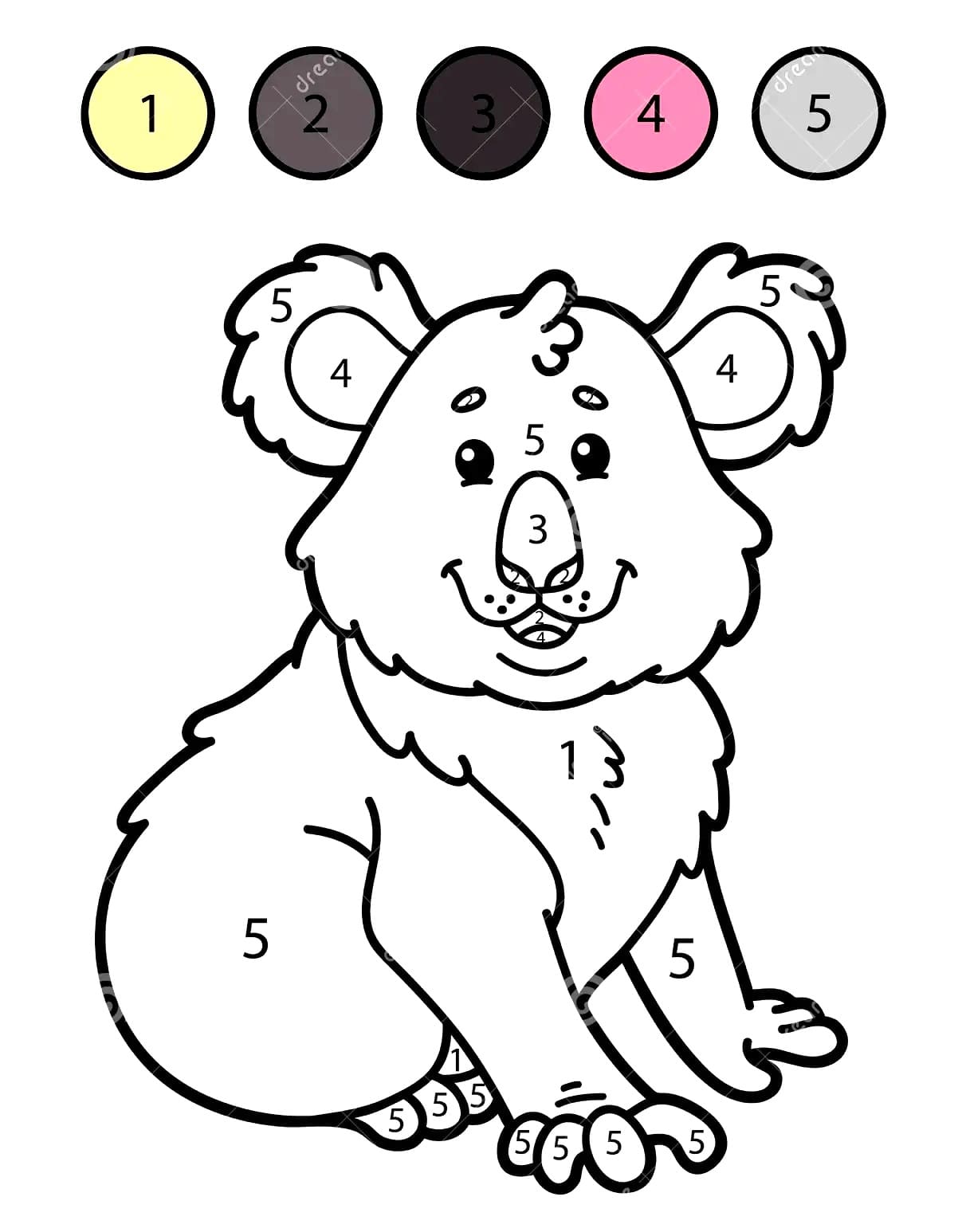 Printable Koala Color By Number