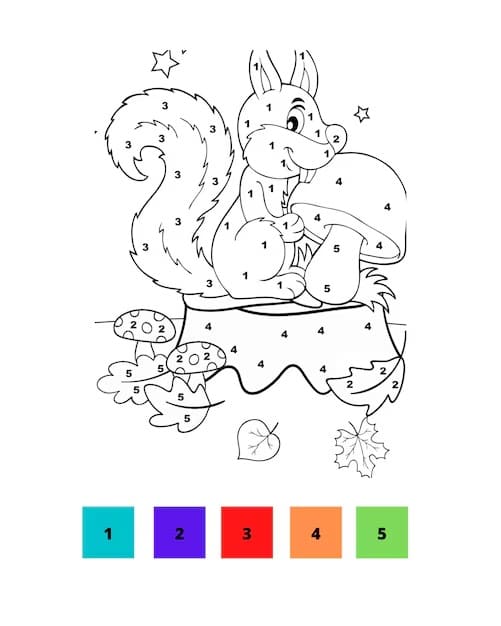 Printable Squirrel Color By Number