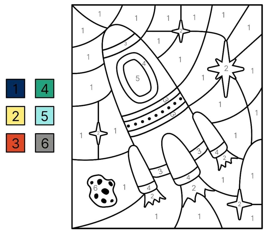 Rocket Color By Number For Kids