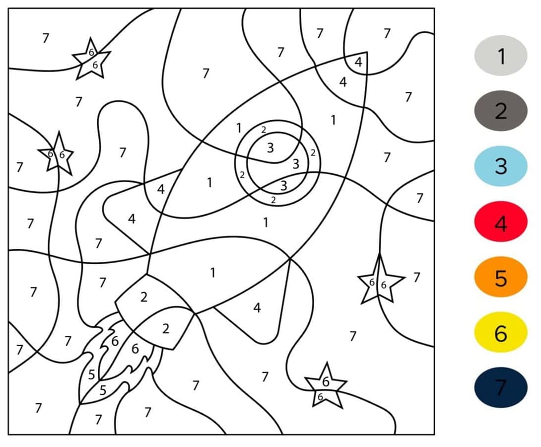 Rocket Color By Number Printable