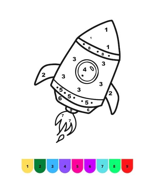 Rocket Color By Number Worksheet