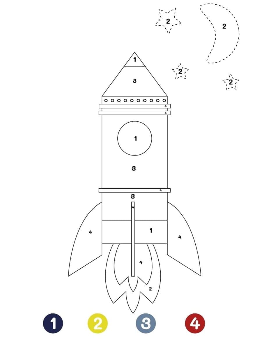 Simple Rocket Color By Number