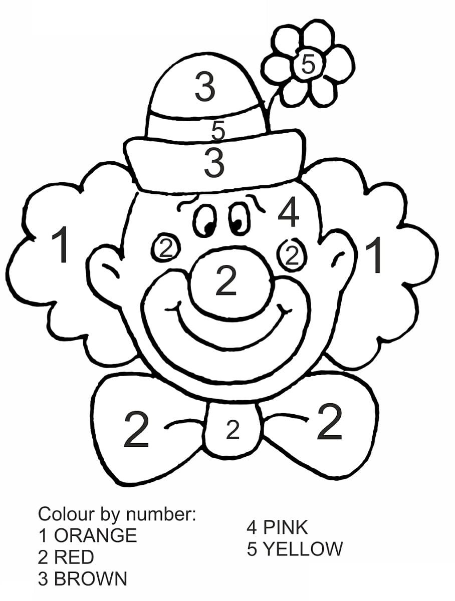 Smiling Clown Color By Number