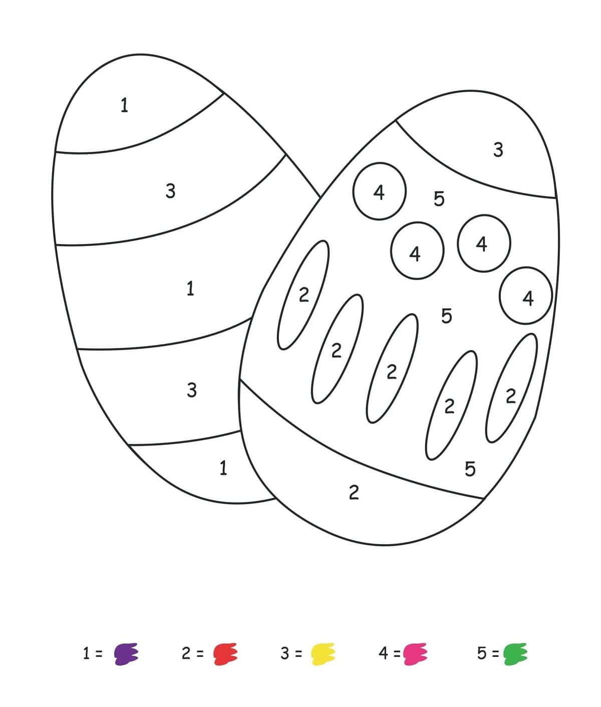 Two Easter Eggs Color By Number