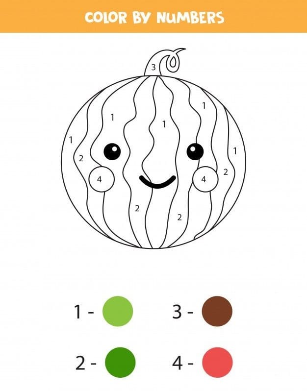 Cartoon Watermelon Color by Number