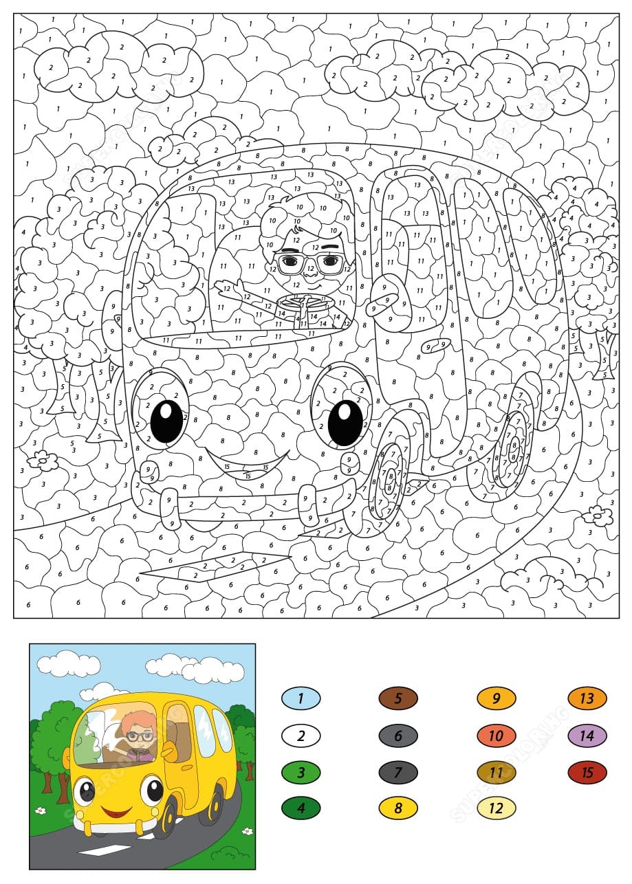 Driving Bus Color By Number