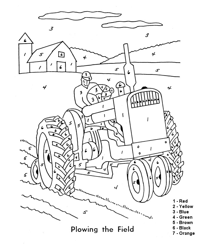 Driving Tractor Color By Number