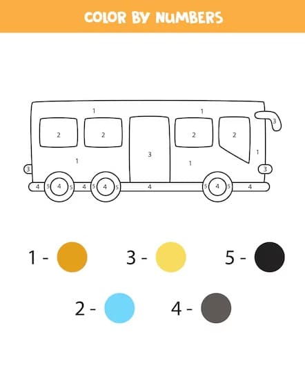 Easy Bus Color By Number