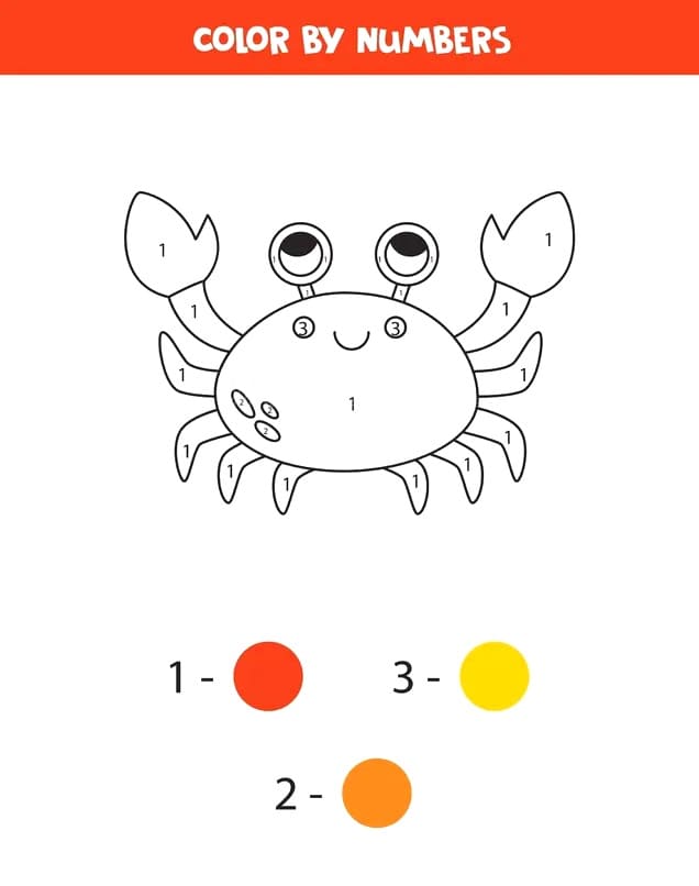 Free Crab Color By Number