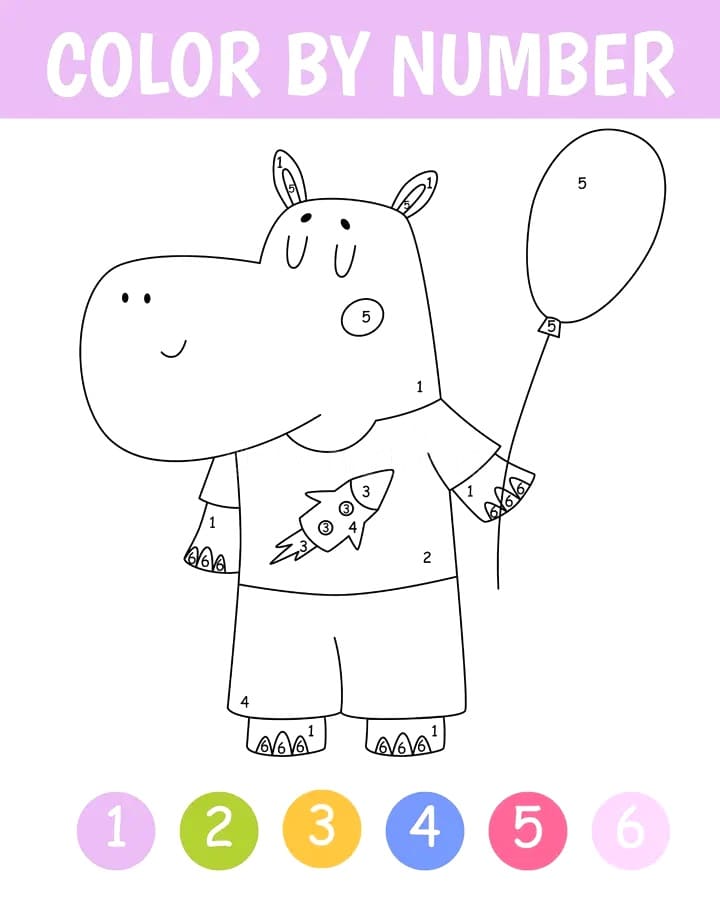 Free Hippo Color By Number