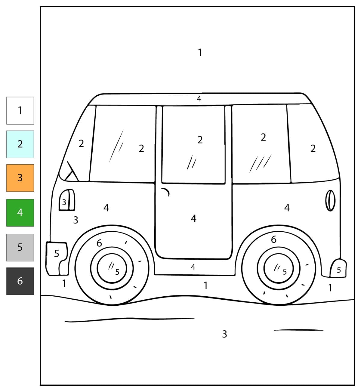 Free Printable Bus Color By Number