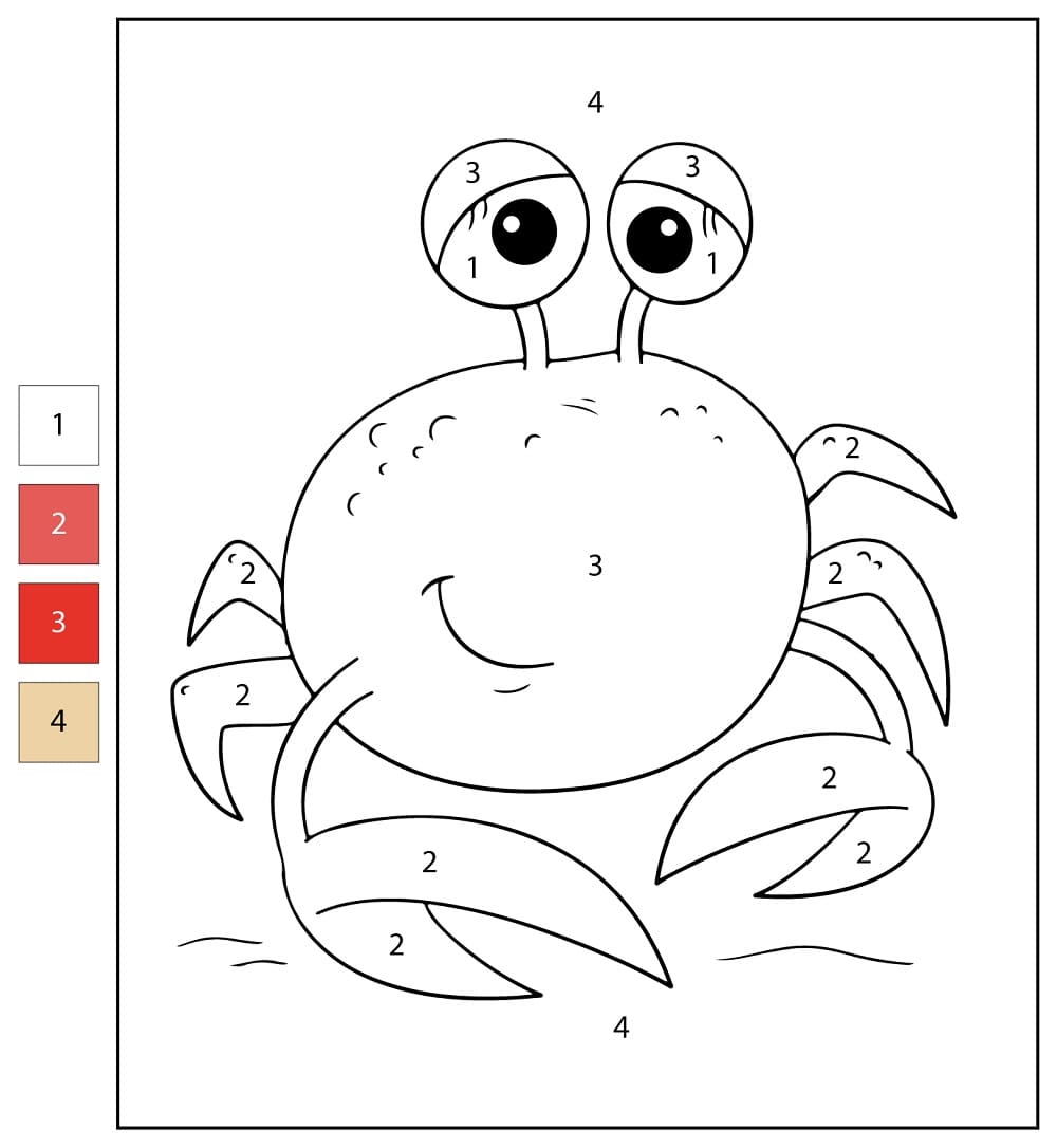 Free Printable Crab Color By Number