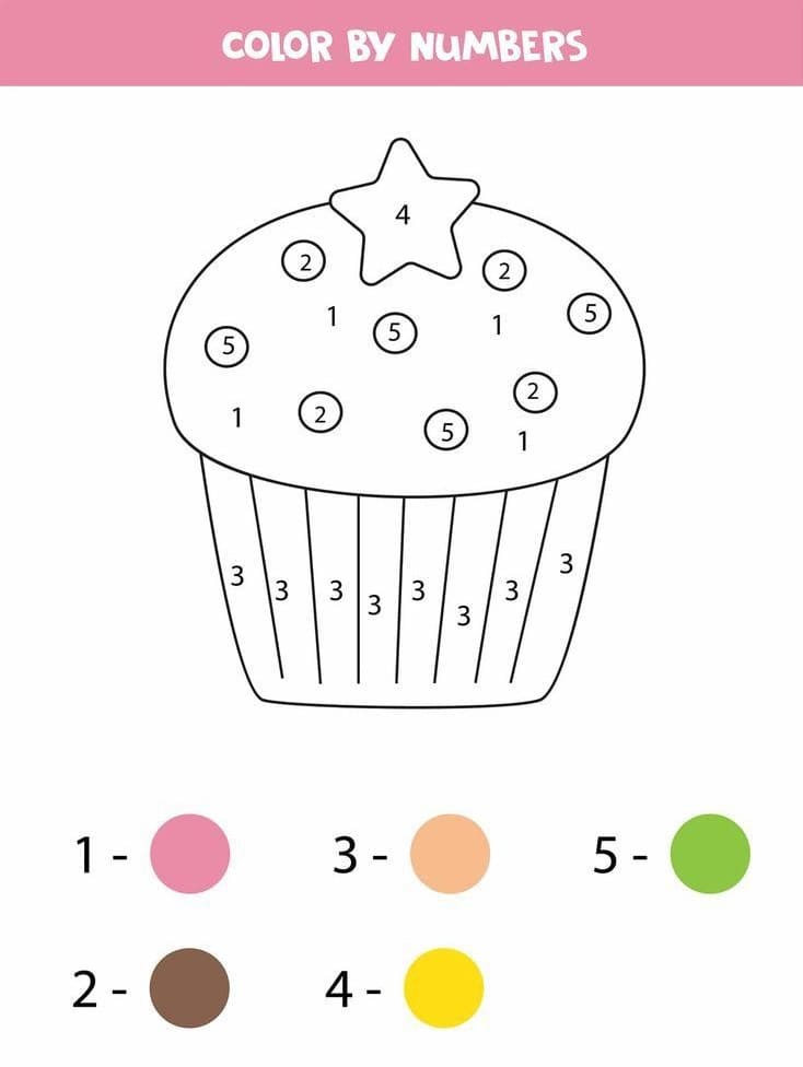 Free Printable Cupcake Color By Number