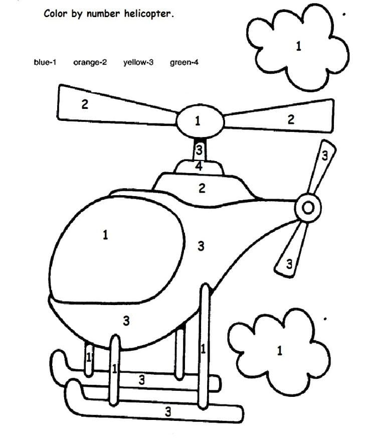 Free Printable Helicopter Color By Number