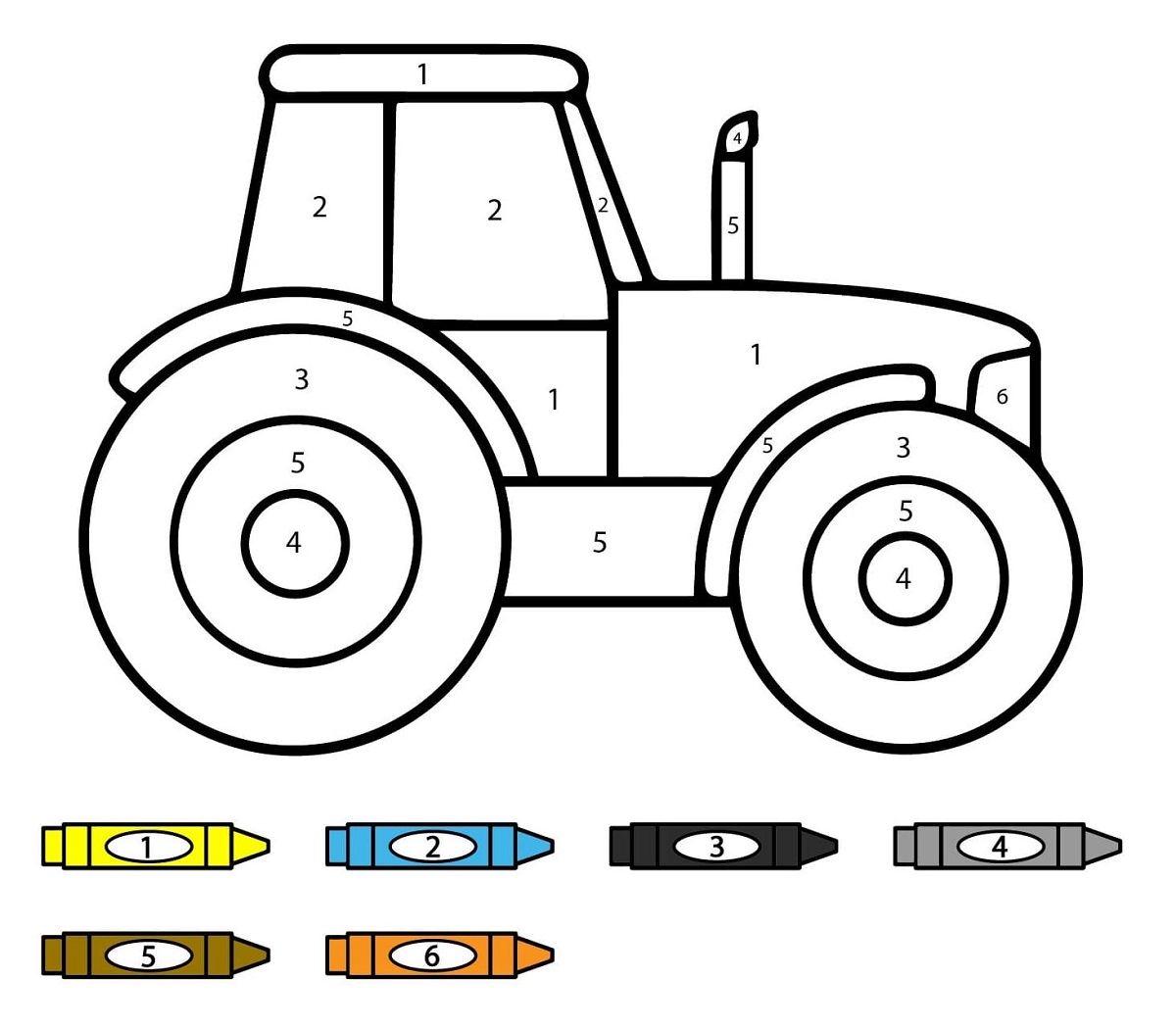 Free Tractor Color By Number