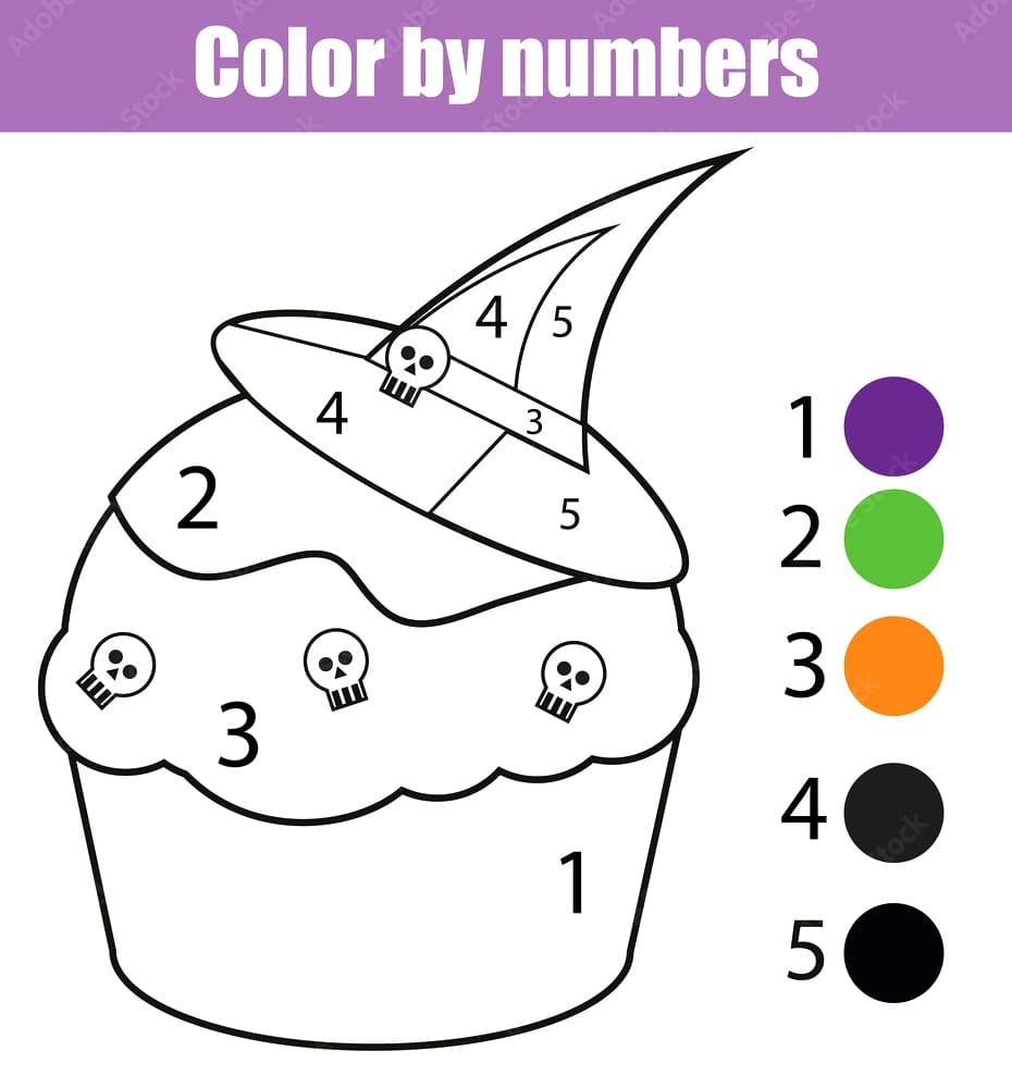 Halloween Cupcake Color By Number