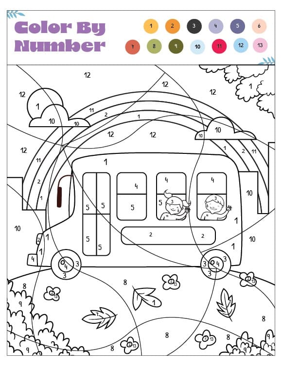 Happy Bus Color By Number