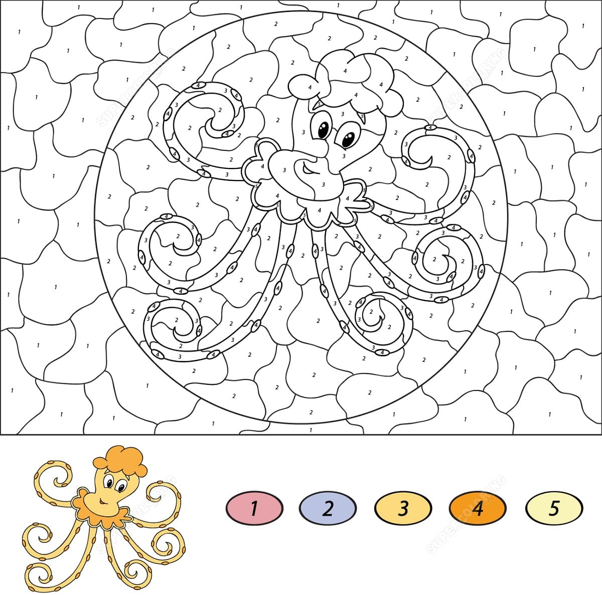 Lovely Octopus Color By Number