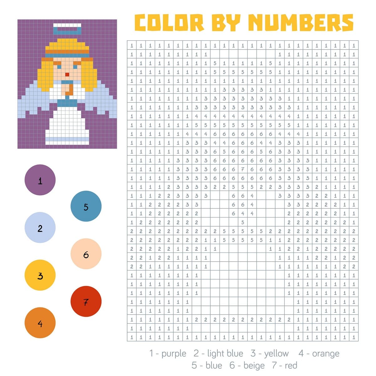 Pixel Angel Color By Number