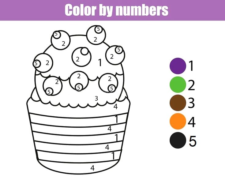 Print Cupcake Color By Number