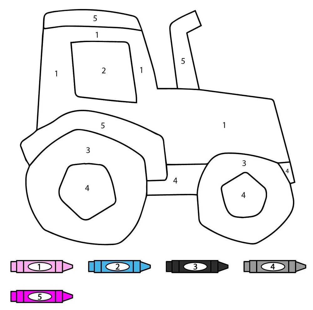 Print Tractor Color By Number