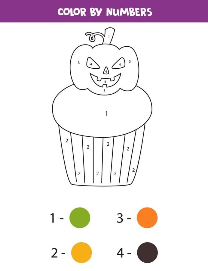 Pumpkin Cupcake Color By Number