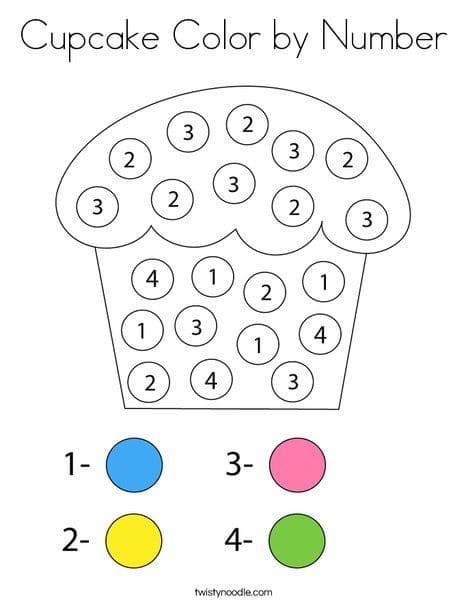 Simple Cupcake Color By Number