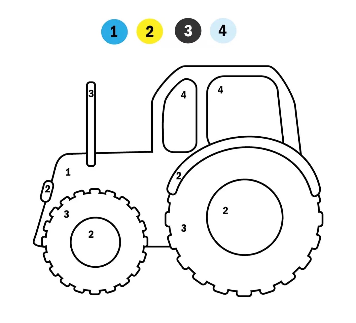 Simple Tractor Color By Number