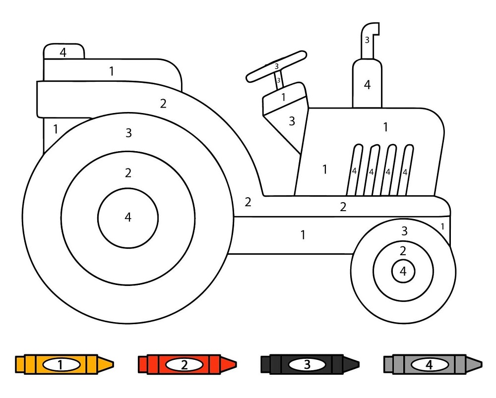 Tractor Color By Number Free Printable