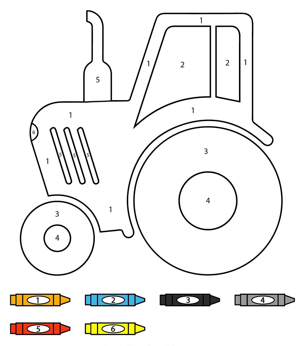 Tractor Color By Number Free