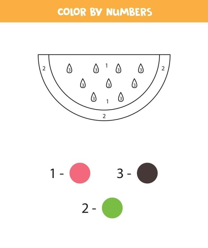 Watermelon Slice Color by Number