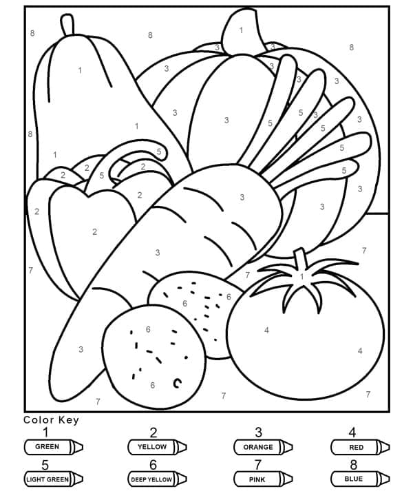 Basic Vegetables Color By Number