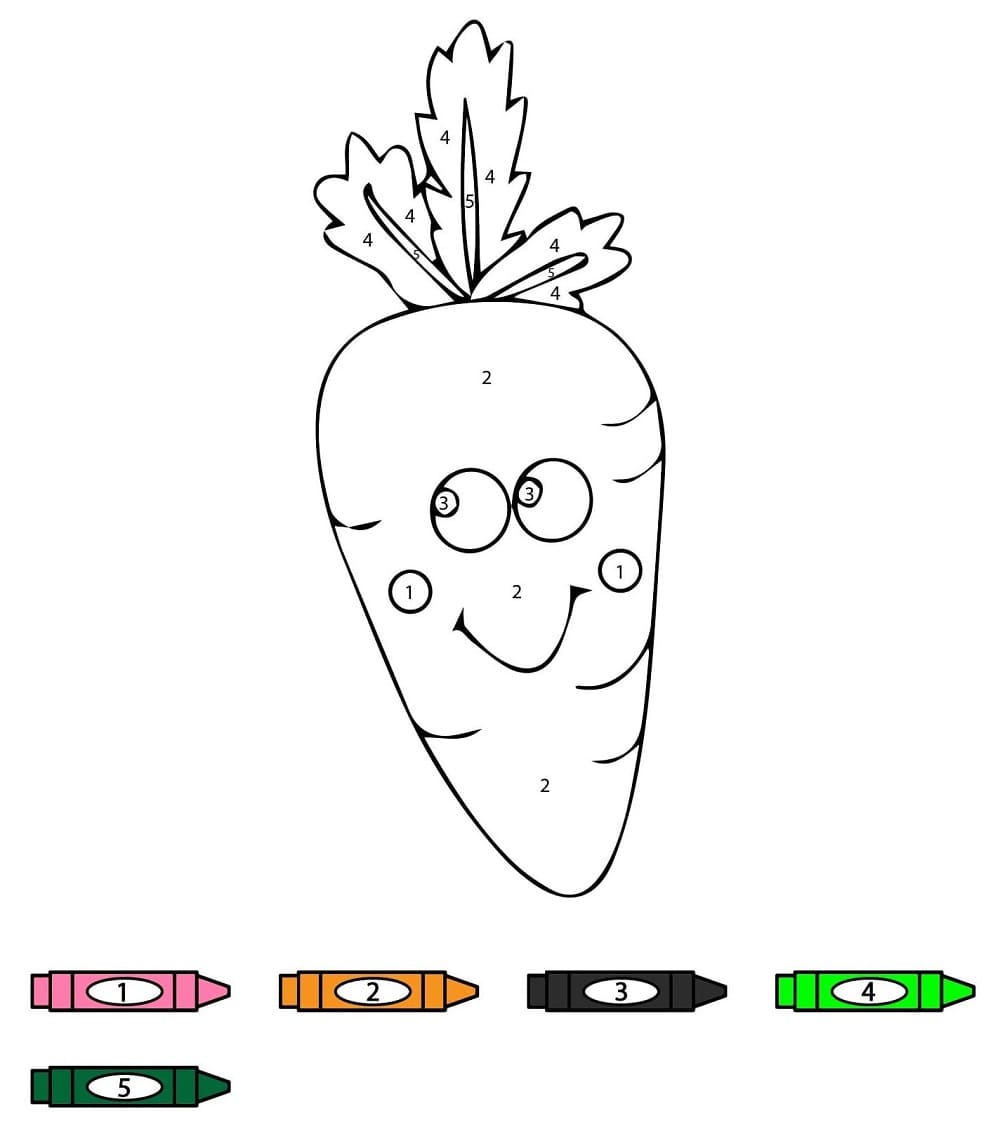 Cartoon Carrot Color By Number