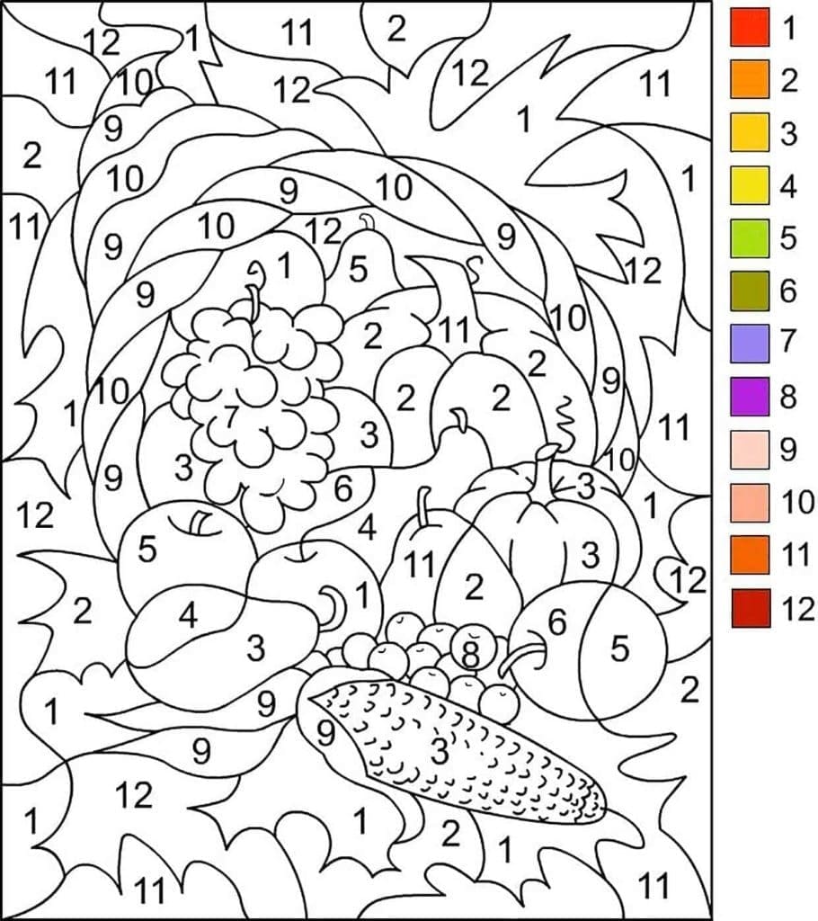 Free Vegetables Color By Number