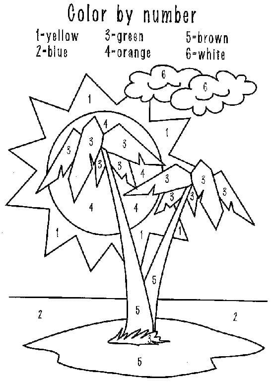 Easy Tree Color By Number - Download, Print Now!