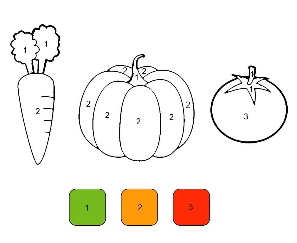 Simple Vegetables Color By Number