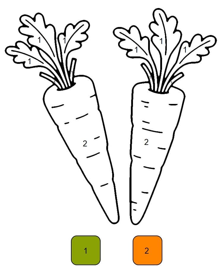 Vegetables Carrots Color By Number