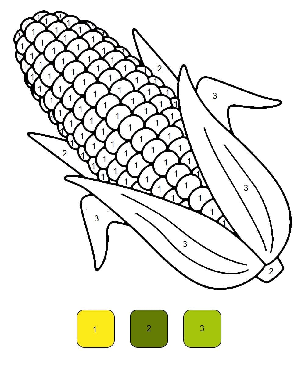 Vegetables Corn Color By Number