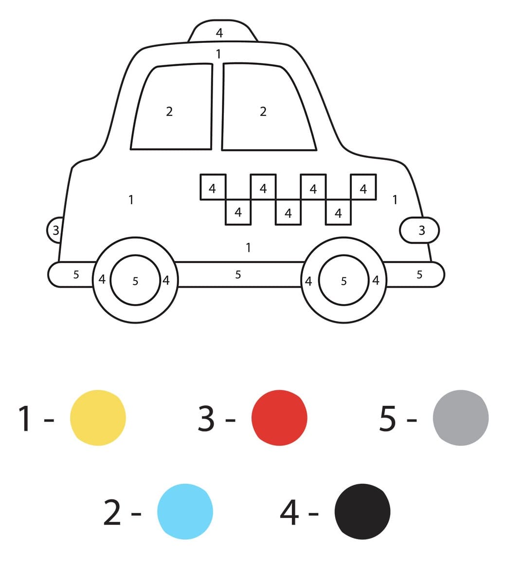 A Police Car Color By Number