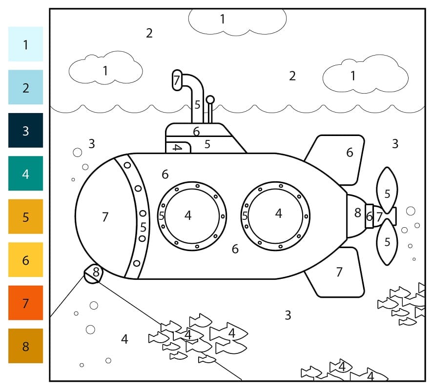 A Submarine Color By Number