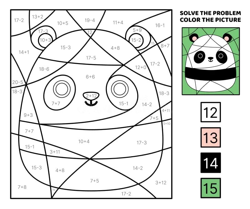 Adorable Panda Color By Number