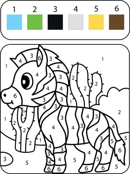 Baby Zebra Color by Number