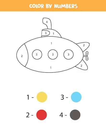 Cute Submarine Color By Number