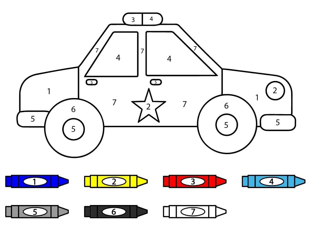 Police Car  Color By Number