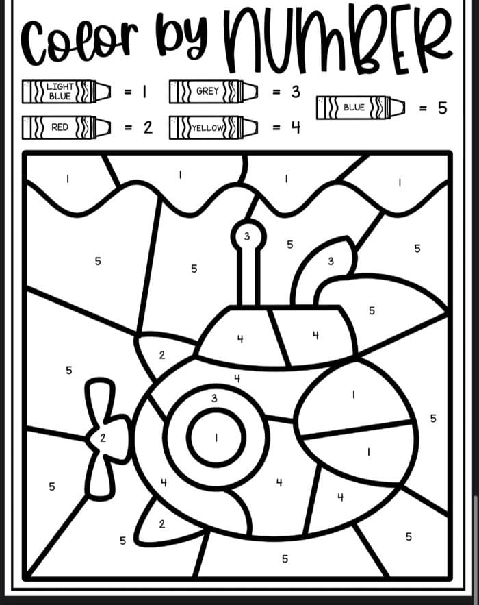 Free Printable Submarine Color By Number